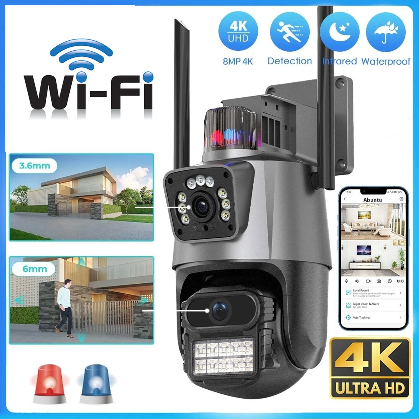 Kamerë Sigurie Dual Lens WiFi V360 Pro Alarm