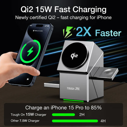 Qi2 3 në 1 Wireless Charger – Karikim Inteligjent & Modern