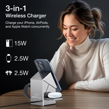 Qi2 3 në 1 Wireless Charger – Karikim Inteligjent & Modern