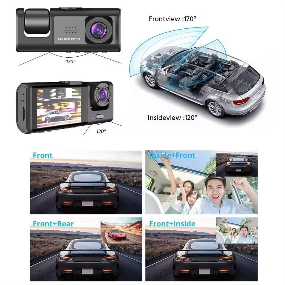 Kamera Inteligjente për Makinë 3 Pamje - Dash Cam