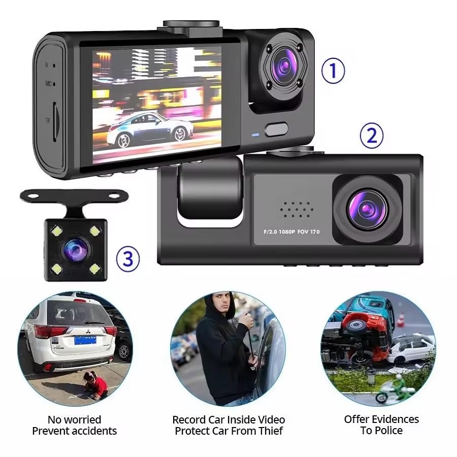 Kamera Inteligjente për Makinë 3 Pamje - Dash Cam