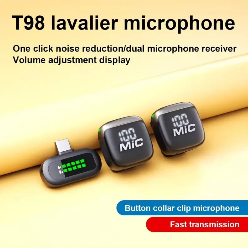Mikrofon Wireless T98 Dual – 2 Mikrofona me Reduktim të Zhurmës AI