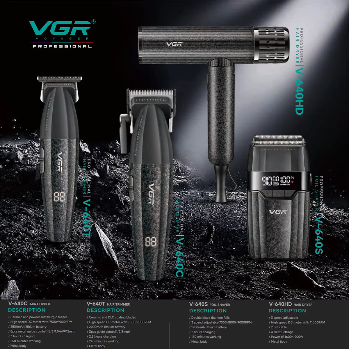 PROFESSIONAL BARBER COMBO – VGR V-640 S4 (4 në 1)