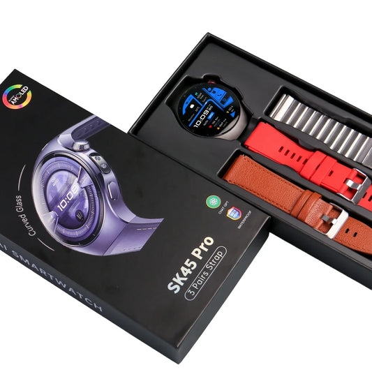 SK45 Pro Smart Watch – Ekran 1.53” HD, Bluetooth Calling, IP68 dhe 3 Rripa të Ndërrueshëm
