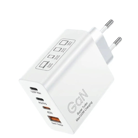 Karikues i Shpejtë S13 GaN 120W – 4 Porta, USB-C, USB dhe Lightning